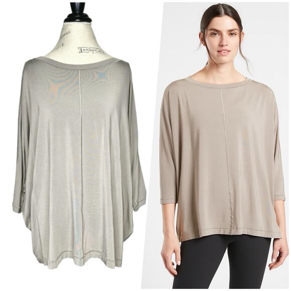 Athleta | Women | Relaxed Weekender Bluff Gray Batwing Athletic Top | Size Large - Picture 1 of 11